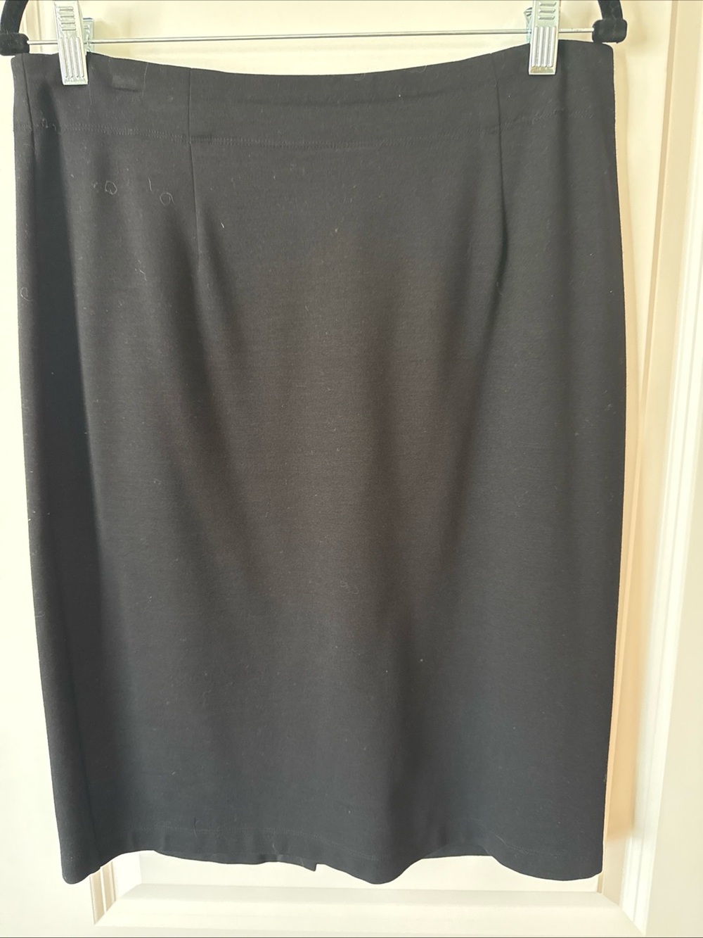 Eileen Fisher Black Pull-On Stretchy Crepe Knit A-Line Knee Length Skirt M